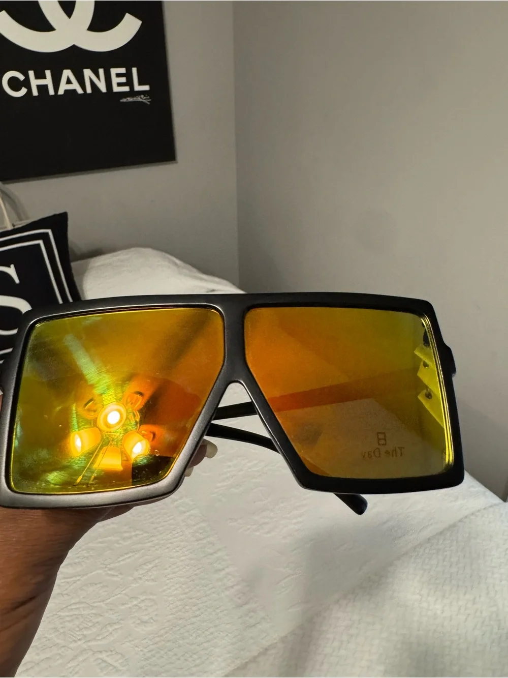 Black Frame Orange Mirrored Men's Sunglasses